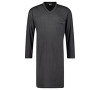 ADAMO Langarm-Nachthemd 100% Baumwolle Grau/Anthrazit mit Streifen, 4XL I Angenehmes Herren Nachthemd mit Brusttasche & V-Ausschnitt für Übergrößen