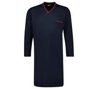 ADAMO Langarm-Nachthemd Herren 100% Baumwolle, Dunkelblau 10XL I Angenehmes Herren Nachthemd mit Brusttasche & V-Ausschnitt für Übergrößen I Klassisch