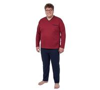 ADAMO Langer Herren Schlafanzug Übergrößen bis 10XL und in Langgrößen bis 122, Größe:3XL, Farbe:Weinrot