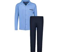 ADAMO Langer Pyjama 'Benno' mit Knopfleiste in hellblau Übergrößen bis 10XL, Größe:4XL