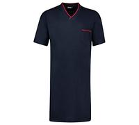 ADAMO Nachthemd Herren Kurzarm Bert 100% Baumwolle Blau, 10XL I Angenehmes Herren Nachthemd mit Brusttasche & V-Ausschnitt I Für Übergrößen