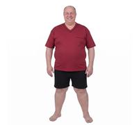 ADAMO Schlafanzug Kurzarm - bordeaux - in Größe 6XL