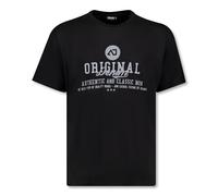 ADAMO Schwarzes Herren Übergrößen Rundhals T-Shirt mit Slub-Effekt und Frontaufdruck 2XL-12XL Modell Sandro, Größe:7XL