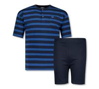 ADAMO Serafino Pyjama kurz gestreift in Navy für Herren Serie Anil Übergrößen 2XL bis 10XL, Größe:4XL