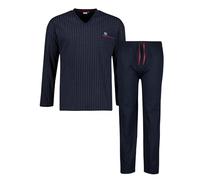 ADAMO VS- Pyjama für Herren lang Navy kariert Serie Cliff Übergröße 10XL, Größe:6XL, Farbe:Dunkelblau