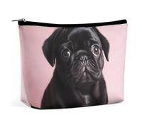 ADASGHBY Tragbare kleine Kosmetiktasche, niedliche Reise-Make-up-Tasche, afrikanisches Tier, Leopard, wasserdicht, Kulturbeutel für Damen, Süßer schwarzer Mops, Einheitsgröße