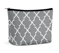 ADASGHBY Tragbare kleine Kosmetiktasche, niedliche Reise-Make-up-Tasche, Cartoon, Shiba Inu Hund, wasserdichte Kulturtasche für Damen, Quatrefoil Grau, Einheitsgröße