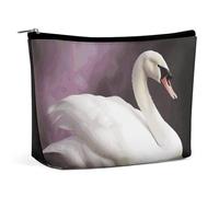 ADASGHBY Tragbare kleine Kosmetiktasche, niedliche Reise-Make-up-Tasche, Cartoon, Shiba Inu Hund, wasserdichte Kulturtasche für Damen, Weißer Schwan, Einheitsgröße