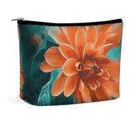 ADASGHBY Tragbare kleine Kosmetiktasche, süße Reise-Make-up-Tasche, Thunnus, wasserdicht, Kulturbeutel für Damen, Blaugrün und Blume, Einheitsgröße