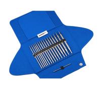 Addi Click Novel Interchange Square Needle Long Case - 1 Einheit Rot/Blau/Silber