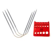 addi CraSyTrio Flexi-Flips, lang, mit goldfarbenen Kordeln und roter Nadelstärke, 26 cm, 8 mm, 3 Stück