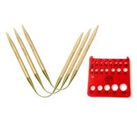 addi CrasyTrio lange Bambus-Flips-Set, mit goldfarbenen Kordeln und roter Nadelstärke, 30 cm, 4,5 mm, 3 Stück