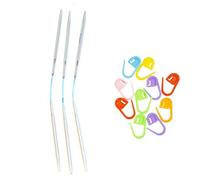 Addi FlexiFlips Doppelspitze, weiß-bronzefarbene Kordel 20 cm, 3er-Set mit 10 Artsiga Crafts Maschenmarkern Size-US-2.75mm