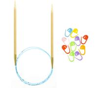 addi Natura Bamboo 47 Zoll (120 cm) US 10,5 (6,5 mm) Rundstricknadel, leichte, warme Haptik, Standardspitzen, glatte Verbindungen, blaue, biegsame Kor