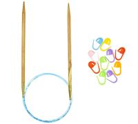 addi Rundstricknadel aus Olivenholz, 50 cm, US 03 (3,25 mm), leicht, warme Haptik, Standardspitzen, glatte Verbindungen, blaue, biegsame Kordel,