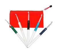 Addi Wollhäkelnadel-Set 5-teilig, Stärken 4-6 mm, Nadeln aus Stahl, Griff aus Kunststoff, inkl. Aufbewahrungstasche