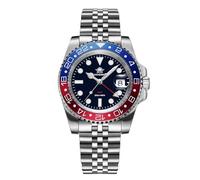 ADDIESDIVE Analoge Herrenuhr GMT herrenuhren 40mm Taucheruhr 200 m wasserdicht 515-24HQuarzuhr Mit Edelstahlarmband AD2050