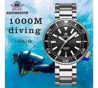 ADDIESDIVE Herren-Taucheruhren, 1000 m, Saphirglas, superleuchtender Kalender, NH35A, automatische mechanische Armbanduhr, Luxusuhr NH35 black steel