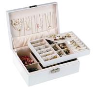 ADEL DREAM Schmuckkästchen Damen Mädchen Schmuckaufbewahrung Reise rechteckig klein Schmuckbox Schmuckkasten für Ringe Ohringe Halskette Mehrere Farben weiß
