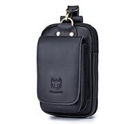 Adfaga Vintage Herren-Gürteltasche aus Leder, Hüfttasche, Handytasche, Geldbörse, Reisebegleiter, stilvolle und robuste Hüfttasche aus Rindsleder für Pendler und Shopping, Schwarz,