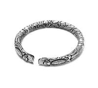 ADGJL Sterling Silber Armbänder Für Damen,Gothic 925 Silber Vintage Armband Handgefertigt Exquisite Schnitzerei Verstellbare Öffnung Armreif Damen Trendige Schmuck Geschenk Für Geburtstagspaar