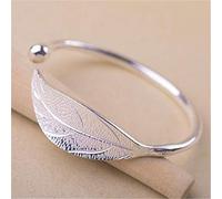 ADGJL Sterling Silber Armbänder Für Damen,Vintage 925 Massives Silber Armband Handgefertigt Poliert Blatt Armreif Eröffnung Damenmode Charmes Schmuck Geschenk Für Geburtstagspaar