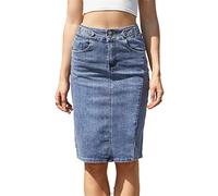 Adhdyuud Damen-Jeansrock, elastisch, hohe Taille, lässig, Midi, gerade Bleistift, Sommer-Jeansröcke, blau, 40