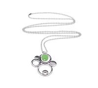 Adi-Modeschmuck lange Halskette 'Ava', ausgefallener Metallanhänger mit einer farbigen Akzentperle aus italienischem Polaris, 70cm lange Kugelkette aus Edelstahl, handgefertigt in Berlin (Grün)