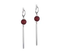 Adi Modeschmuck langer Ohrring 'Luca', versilberte Klappbrisur mit einer 10mm großen, italienischen Polarisperle und einem versilberten Messingröhrchen, 7cm lang, handgefertigt in Berlin (Bordeaux)