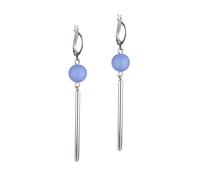 Adi Modeschmuck langer Ohrring 'Luca', versilberte Klappbrisur mit einer 10mm großen, italienischen Polarisperle und einem versilberten Messingröhrchen, 7cm lang, handgefertigt in Berlin (Royalblau)