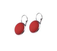 Adi Modeschmuck Ohrring 'Kaja', 16mm Cabochon aus echtem Polaris in einer leichten Klappbrisur aus Edelstahl, handgefertigt in Berlin Edelstahl (Hellrot)