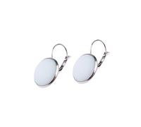 Adi Modeschmuck Ohrring 'Kaja', 16mm Cabochon aus echtem Polaris in einer leichten Klappbrisur aus Edelstahl, handgefertigt in Berlin Edelstahl (Hellblau)