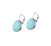 Adi Modeschmuck Ohrring 'Kaja', 16mm Cabochon aus echtem Polaris in einer leichten Klappbrisur aus Edelstahl, handgefertigt in Berlin Edelstahl (Aqua)