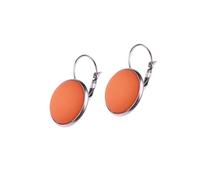 Adi Modeschmuck Ohrring 'Kaja', 16mm Cabochon aus echtem Polaris in einer leichten Klappbrisur aus Edelstahl, handgefertigt in Berlin Edelstahl (Orange)