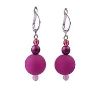 Adi Modeschmuck Ohrringe Amelie, 14mm Polarisperle und kleine Glasperlen in frischen Farbkombinationen, handgefertigt in Berlin (Himbeer)