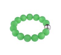 Adi-Modeschmuck Polaris Armband Fiona, 14mm große original italienische Polarisperlen mit Einer Akzentperle in metallic Silber, handgefertigt in Berlin (Grün)