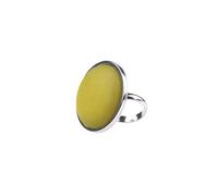 Adi-Modeschmuck Polaris Ring 'Rosanna', in der Größe verstellbarer Ring aus Edelstahl mit einem 25mm Polaris Cabochon, handgefertigt in Berlin (Oliv)