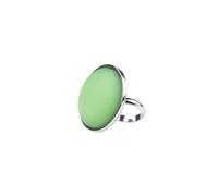 Adi-Modeschmuck Polaris Ring 'Rosanna', in der Größe verstellbarer Ring aus Edelstahl mit einem 25mm Polaris Cabochon, handgefertigt in Berlin (Grün)