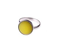 Adi-Modeschmuck verstellbarer Ring 'Elisa', 12mm Polaris Cabochon in einer in der Größe verstellbaren Fassung aus Edelstahl, handgefertigt in Berlin (Olivgrün)