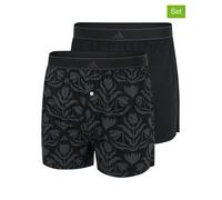 adidas Herren Web-Boxershorts, 2er Pack - Woven Boxer, Shorts, Webware, Baumwolle Schwarz/Grau S