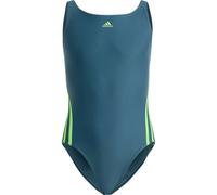 adidas Mädchen 3-Stripes Swimsuit, Arctic Night/Lucid Lime, 7-8 Years
