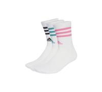 adidas 3-Streifen Cushioned Crew Socken 3er Pack - weiß/pink/schwarz/grün - 43-45