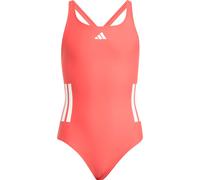 adidas Girl's 3-Stripes C-Back Swimsuit Kids, Semi Lucid Red/White, 11-12 Years