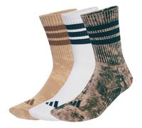 adidas - 3 Stripes Cushioned Crew Stone Wash 3-Pack - Multifunktionssocken, Gr. 43-45 43-45 - L, weiß (WarmSandstone/AuroraIvy/White)