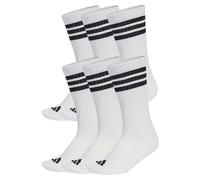 adidas Unisex 3 Stripes Essentials Cushioned Crew Socks 6 Pair Pack, white/black/black, 42-45