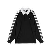 Poloshirt ADIDAS ORIGINALS "3-STREIFEN RUGBY LONGSLEEVE POLO", Herren, Gr. M, schwarz, Obermaterial: 100% Baumwolle, Shirts, mit Druckknopf, aus Baumwolle (29291416-M) schwarz