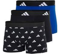 adidas Herren Boxershorts, 3er Pack - Trunks, Active Flex Cotton, Logo, einfarbig Schwarz/Weiß/Blau XL