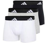adidas Herren Boxershorts, 3er Pack - Trunks, Active Flex Cotton, Logo, einfarbig Schwarz/Weiß/Grau XL