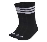 adidas Unisex Socken, 3er Pack - 3-Stripes Cushioned Sportswear Crew Socks, Logo, Streifen, gepolstert Schwarz 46-48