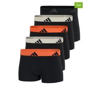 adidas Herren Boxershorts, 5er Pack - Trunks, Active Flex Cotton, Logo Schwarz/Beige/Orange L